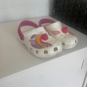 Girls unicorn crocks size 10